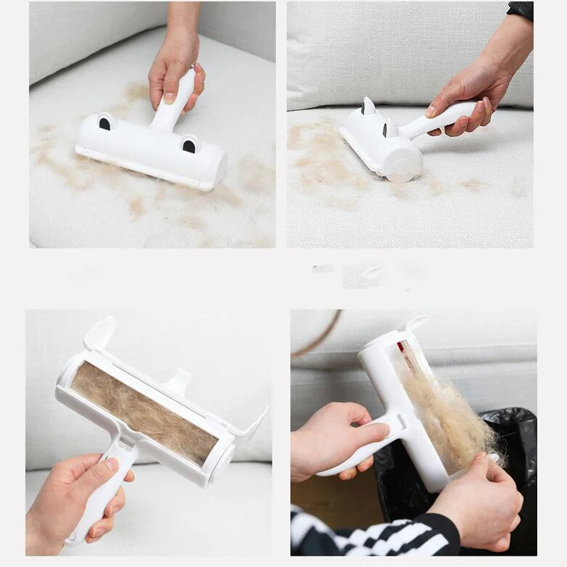 Rouleau autonettoyant pour poils d'animaux, poils de chat, charpie, une brosse à main, épilateur pour animaux de compagnie, 2 voies remodelées, chien, meubles